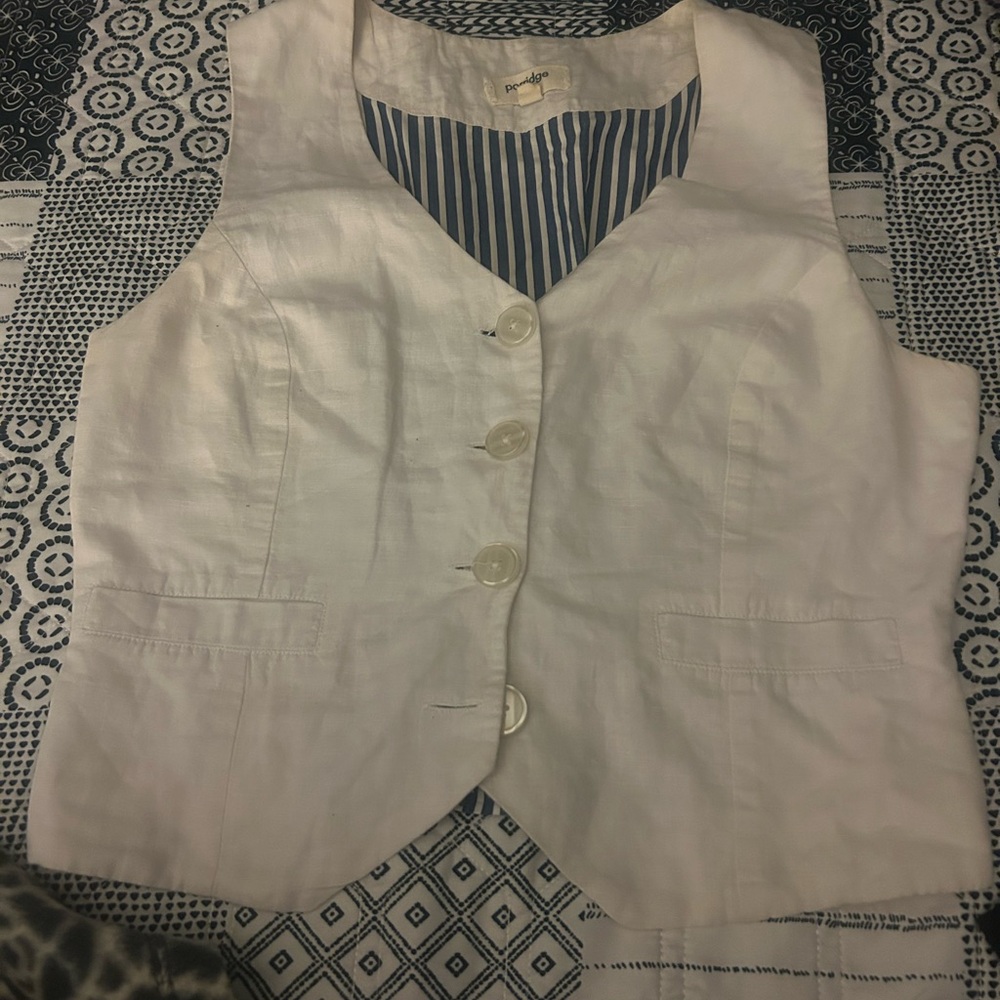 Euc Chic White Button-Down Vest - image 2